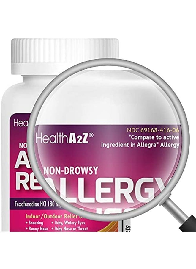 HealthA2Z Fexofenadine Hydrochloride 180mg, Antihistamine for Allergy Relief, Non-Drowsy, 24-Hour Antihistamine for Allergy Relief (120 Count (Pack of 1))  - Image 2