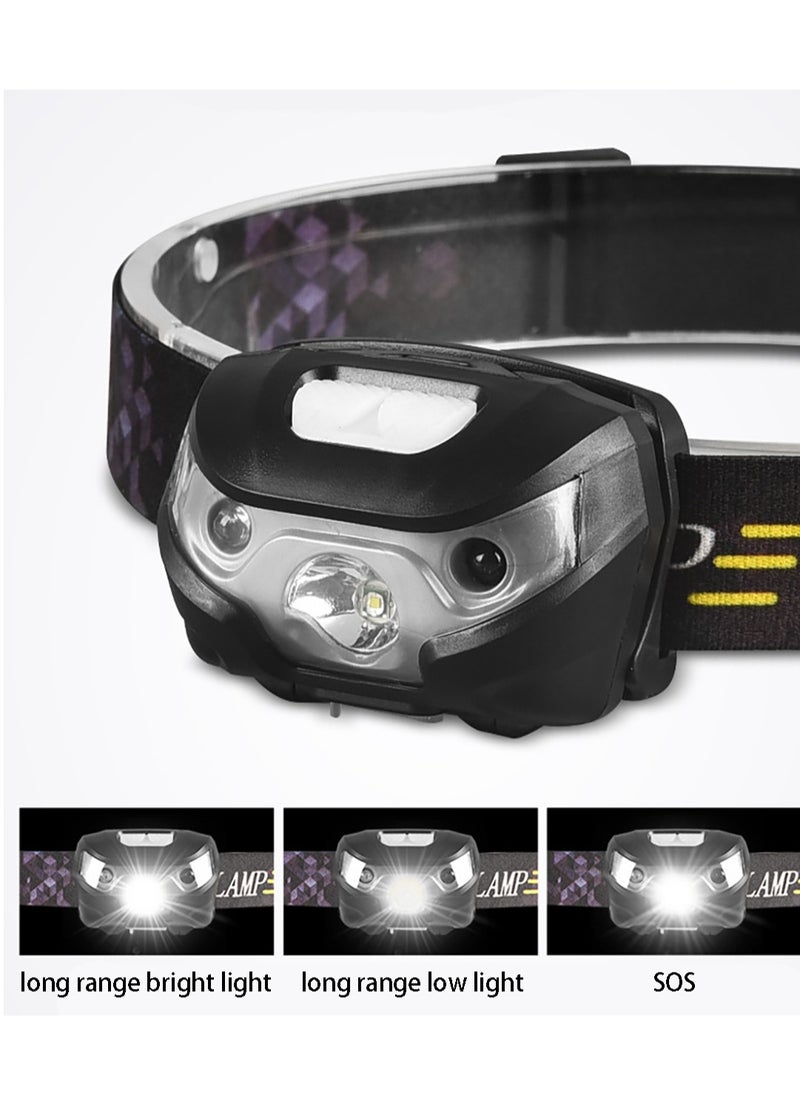 Generic - LED Rechargeable Headlamp Bright Headlamp Flashlight with Motion Sensor Waterproof Zoomable Head Lights for Camping Running Climbing Hiking - Image 1