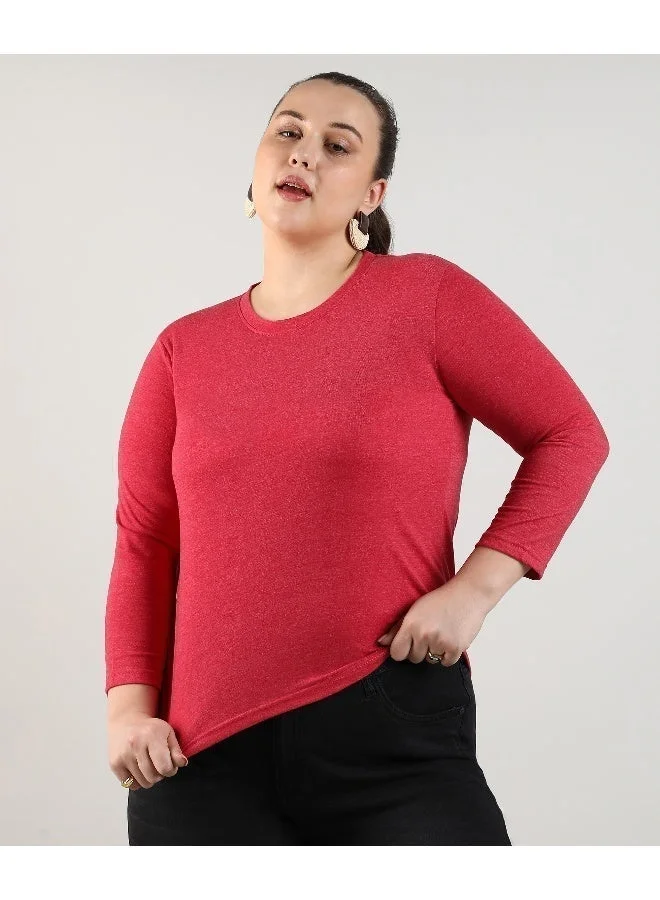 Instafab Plus Women's Crimson Red Basic Lounge Top