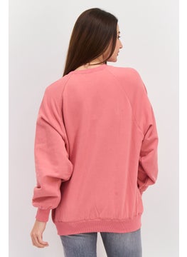 NIA Women  Oversized V-Neck Long Sleeve Solid Sweatshirt, Pink  - Image 3