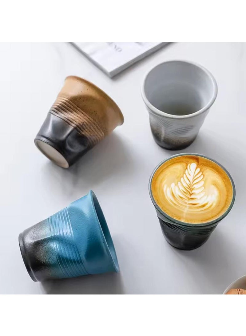 Liying Retro Ceramic Coffee Cup 75ml, Handmade Art design cup for coffee, Cappuccino, Tea (Black Matte)  - Image 4