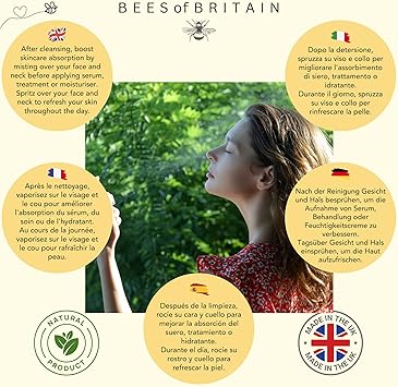 BEES of BRITAIN 99 رذاذ زهور مرطب طبيعي بالصبار والخزامى والبابونج منظف تونر برايمر مرطب نساهم بـ 5 من أرباحنا لإنقاذ النحل الملقحات 250 مل - Image 4