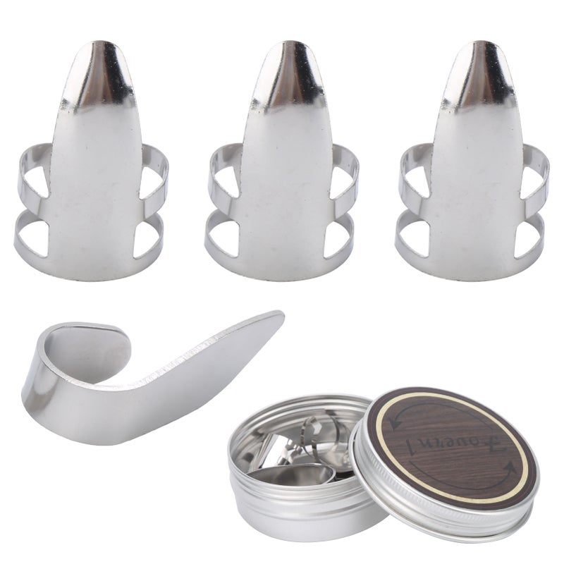 Finger Picks 3Pcs Index Finger 1Pc Thumb Metal Guitar Replace Accessories with Storage Box - Image 1