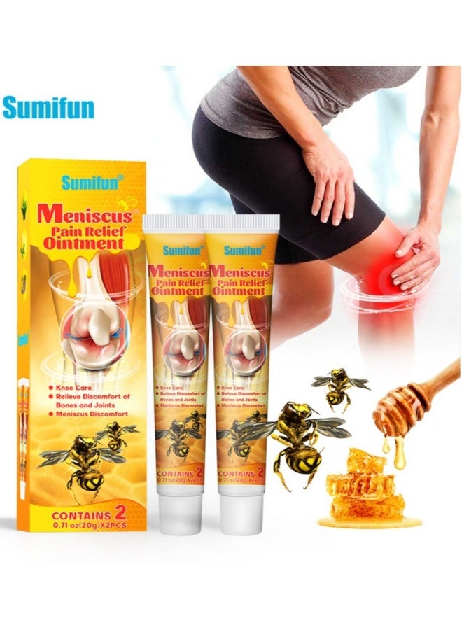 2 Pcs Meniscus Pain Relief Ointment Bee Venom Ointment for Relieve Sore Joints,Muscles and Joints, knees and feet