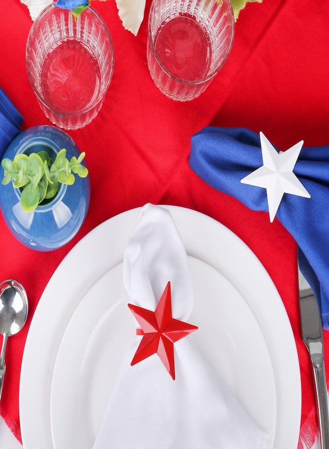 Wonlex 12 Pack Napkin Ring Holders July of 4, Patriotic Star Red Blue White Festive Serviette Buckle Holder for Independence Day, Ceremony Table Dinner(Set of 12) - Image 5