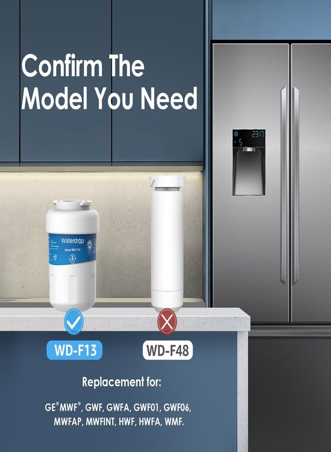 ووتر دروب فلتر مياه الثلاجة Waterdrop MWF، متوافق مع GE SmartWater MWF، MWFINT، MWFP، MWFA، GWF، HDX FMG-1، GSE25GSHECSS، WFC1201، RWF1060، 197D6321P006، Kenmore 9991، r-9991، NSF 42 - Image 2