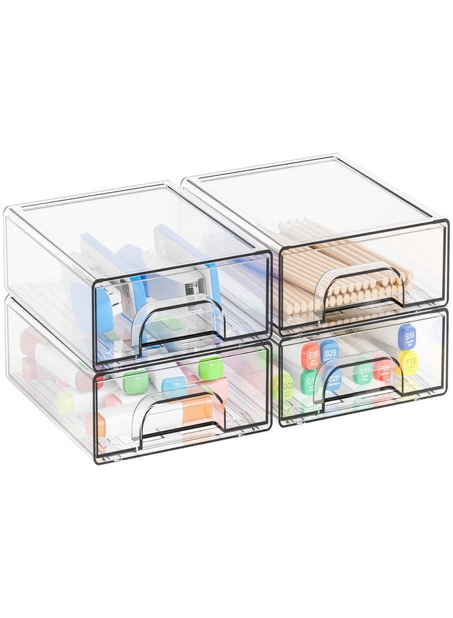 Yieach 8 Pack Clear Stackable Storage Drawers,2.2'' Acrylic Drawer Organizers for Countertop,Office Supply Organizer and Makeup Organizer,Small Plastic Drawers For Pen,Art Crafts Storage,Stationary - Image 1