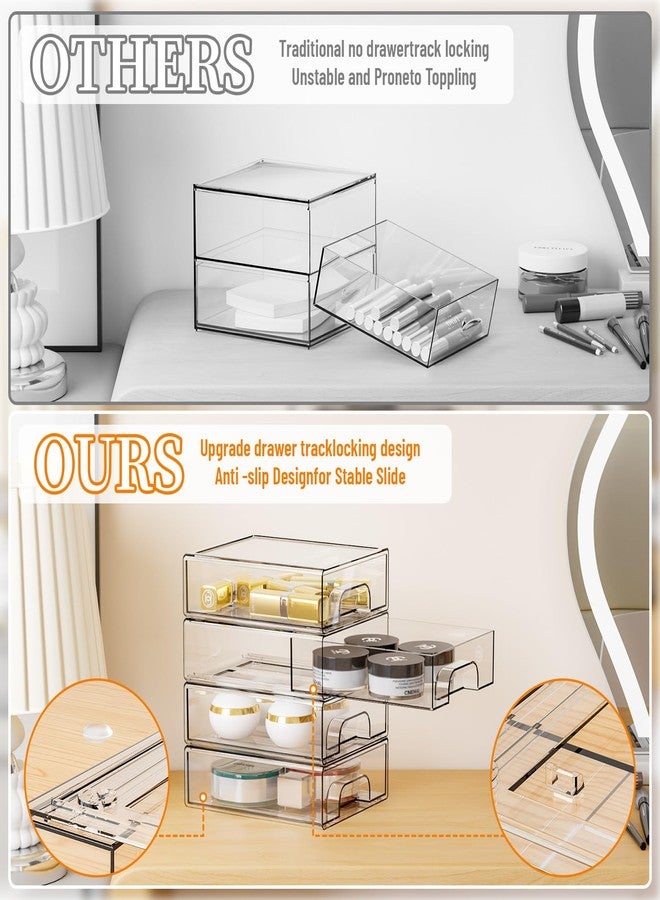 Yieach 8 Pack Clear Stackable Storage Drawers,2.2'' Acrylic Drawer Organizers for Countertop,Office Supply Organizer and Makeup Organizer,Small Plastic Drawers For Pen,Art Crafts Storage,Stationary - Image 4