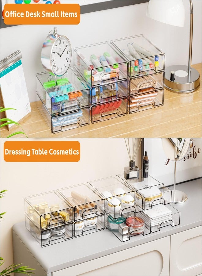 Yieach 8 Pack Clear Stackable Storage Drawers,2.2'' Acrylic Drawer Organizers for Countertop,Office Supply Organizer and Makeup Organizer,Small Plastic Drawers For Pen,Art Crafts Storage,Stationary - Image 2