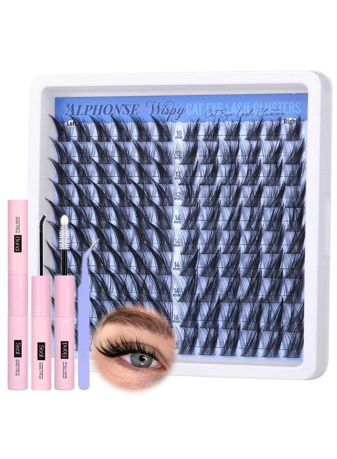 alphonse Cat Eye Lash Clusters Kit Wispy Cluster Eyelash Extensions Kit 10-16mm Individual Lashes Clusters Natural DIY Lash Extension Kit for Beginners with Lash Bond and Seal by ALPHONSE - Image 1