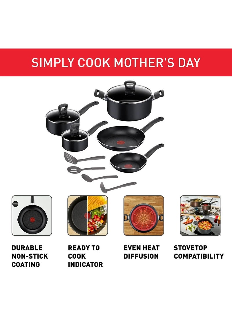 T-fal Simply Cook 12-Piece Cookware Set, Black - Image 4