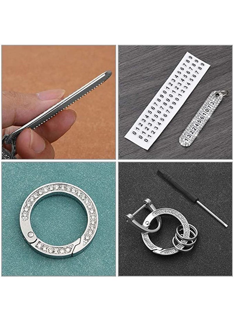 Generic - 1 Pcs Anti Loss Telephone Number Plate Specific Character KeyChain Pendant and Home Car Keychain Portable Easy to Disassemble Can be Freely Matched Number Silver - Image 1