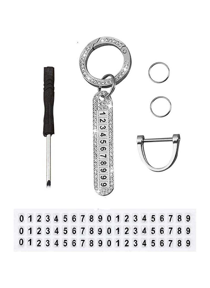 Generic - 1 Pcs Anti Loss Telephone Number Plate Specific Character KeyChain Pendant and Home Car Keychain Portable Easy to Disassemble Can be Freely Matched Number Silver - Image 1