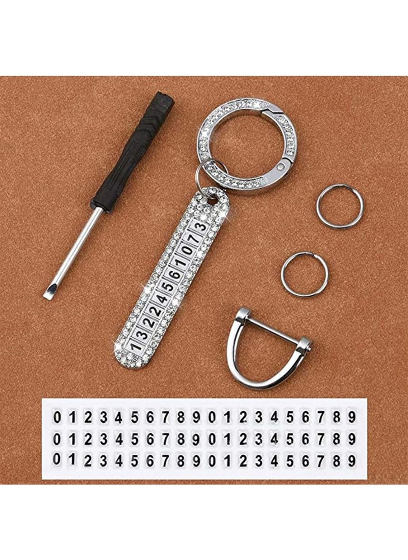 Generic - 1 Pcs Anti Loss Telephone Number Plate Specific Character KeyChain Pendant and Home Car Keychain Portable Easy to Disassemble Can be Freely Matched Number Silver - Image 1