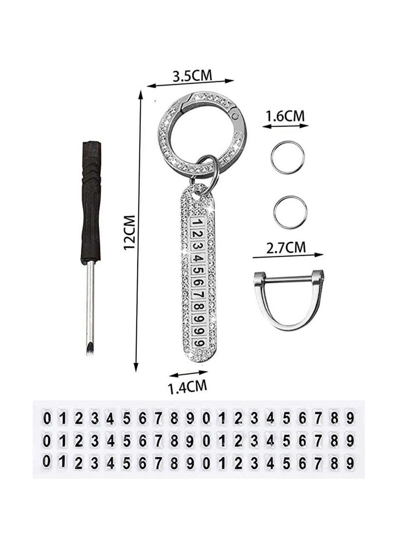 Generic - 1 Pcs Anti Loss Telephone Number Plate Specific Character KeyChain Pendant and Home Car Keychain Portable Easy to Disassemble Can be Freely Matched Number Silver - Image 1