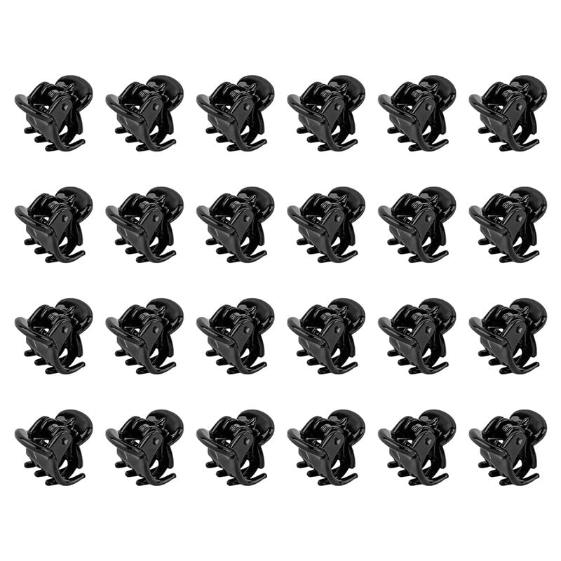 FAMEZA 12 Pack Mini Jaw Clips Plastic Hair Claw Clips for Girls and Women Black Small - Image 1