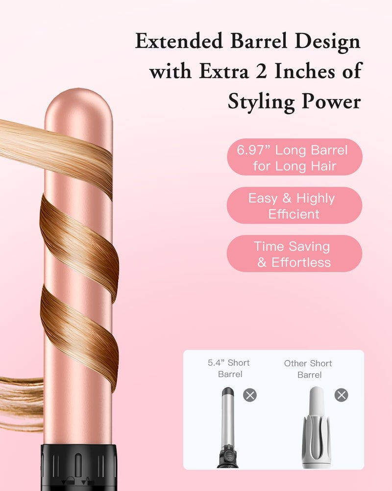 BESTOPE PRO Long Barrel Curling Iron Wand Set, BESTOPE PRO 6 in 1 Curling Wand Set with Ceramic Barrel for Long/Medium Hair, 0.35"-1.25" Interchangeable Hair Wand Curler, Dual Voltage, Include Glove & Clips - Image 3