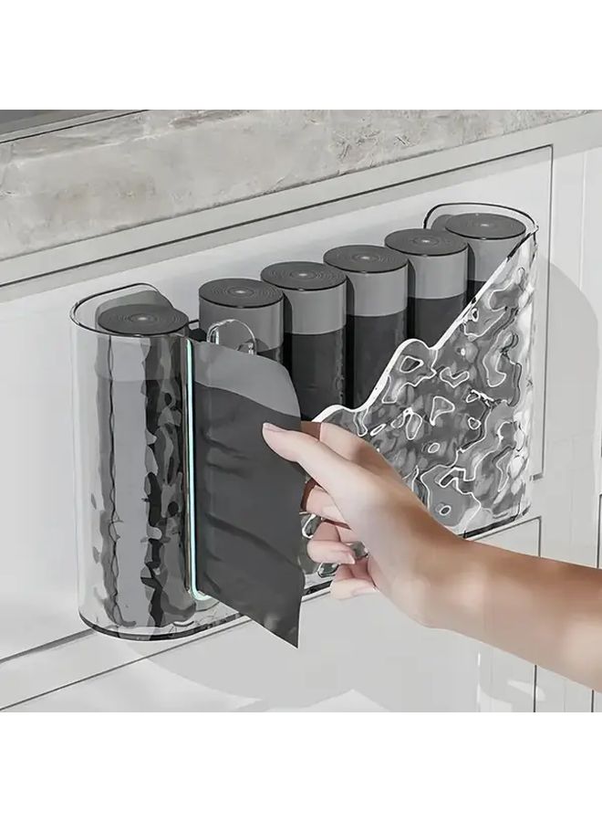 Gray Wall Mounted Trash Bag Organizer No Drill Storage Box Multiple Compartments Durable Plastic - Image 5
