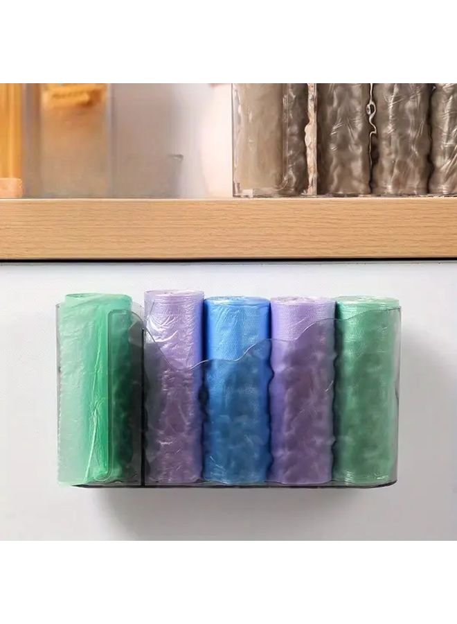 Gray Wall Mounted Trash Bag Organizer No Drill Storage Box Multiple Compartments Durable Plastic - Image 3