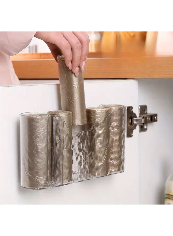 Gray Wall Mounted Trash Bag Organizer No Drill Storage Box Multiple Compartments Durable Plastic - Image 2