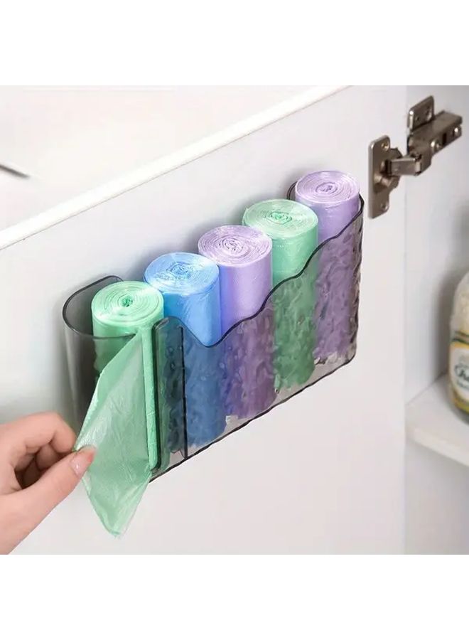 Gray Wall Mounted Trash Bag Organizer No Drill Storage Box Multiple Compartments Durable Plastic - Image 1
