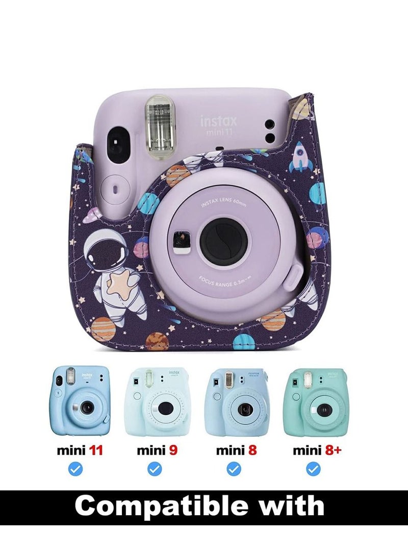 SYOSI - Instant Camera Case Compatible with for Fujifilm Instax Mini 11/9 / 8/8+ PU Leather Bag with Pocket and Adjustable Shoulder Strap Mini Photo Album (Astronaut) - Image 1
