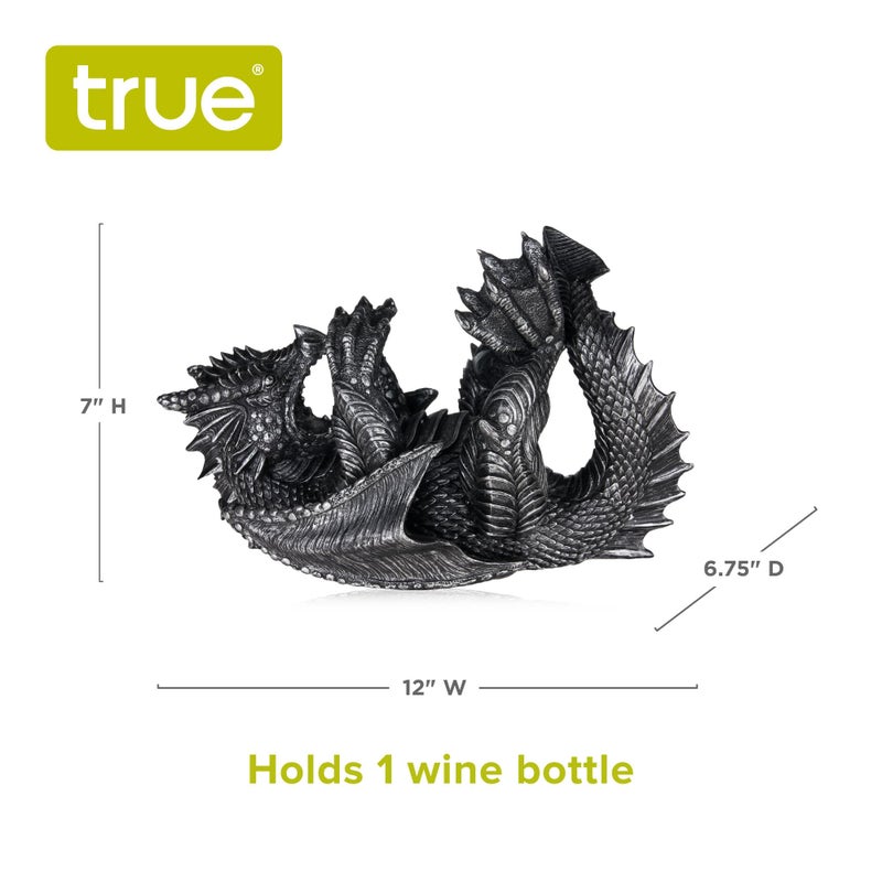 True 10143 Polyresin Dragon Wine Bottle Holder Decorative, Single Wine Bottle Holder, Wine Holder Stand, Wine Bar, Wine Decor, Set of 1, Black - Image 3