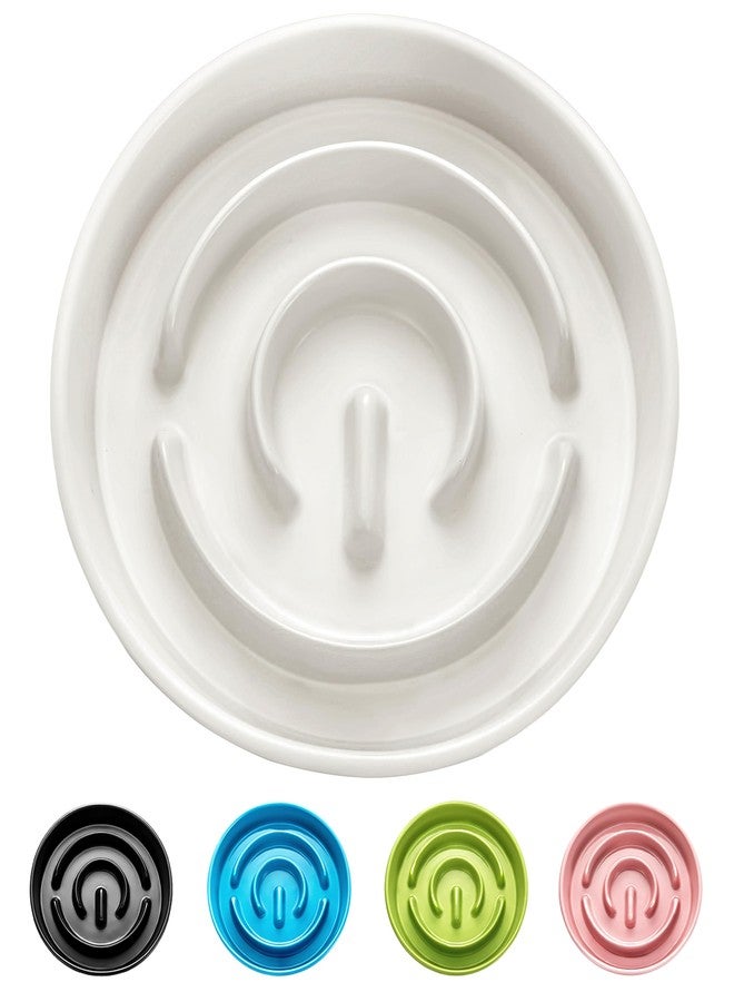 MOPANG Ceramic Slow Feeder Dog Bowls, 2.0 Cups Slow Feeder for Medium and Large Dogs, Puzzle Maze Bowl to Slow Down Eating, 30oz, 8in, White - Image 1