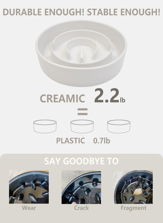 MOPANG Ceramic Slow Feeder Dog Bowls, 2.0 Cups Slow Feeder for Medium and Large Dogs, Puzzle Maze Bowl to Slow Down Eating, 30oz, 8in, White - Image 4