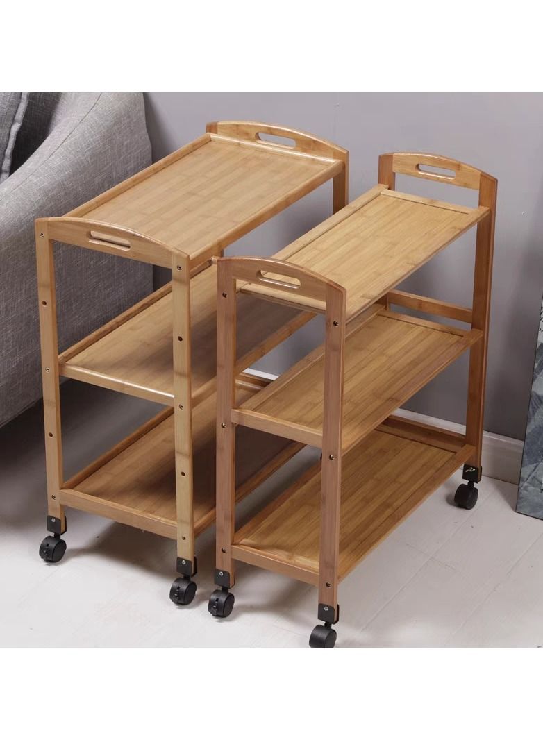 LINGWEI Food Serving Trolly Bamboo Cart 60x78x33cm - Image 5