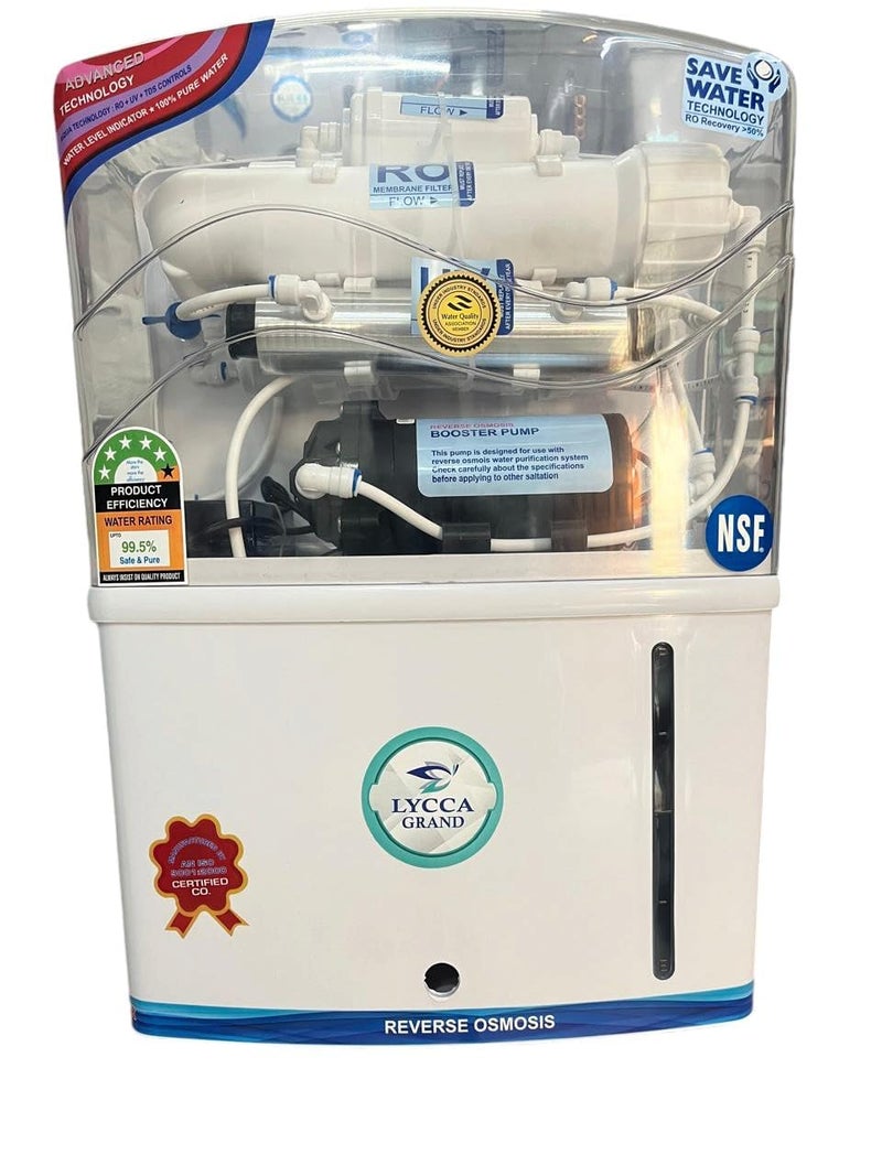 LYCCA Lycca Grand RO Water Purifier with Advanced Filtration Save Water Technology HighEfficiency Booster Pump NSF Certified 995 Purity Home Kitchen Use - Image 1