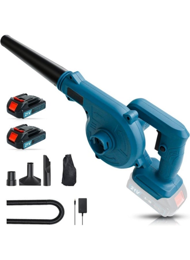 Meetion Leaf Blower Cordless Blower with 2 Batteries, 3 Pin, 2-in-1 Compact Electric Blower And Vacuum, Lightweight Design for Car Drying and Cleaning, Blue  - Image 1