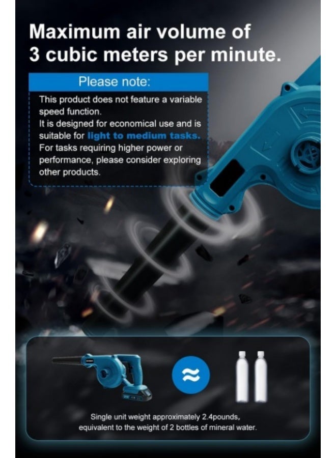 Meetion Leaf Blower Cordless Blower with 2 Batteries, 3 Pin, 2-in-1 Compact Electric Blower And Vacuum, Lightweight Design for Car Drying and Cleaning, Blue  - Image 2