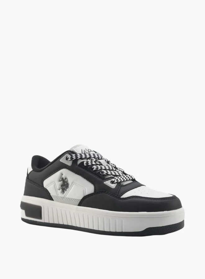 يو اس بولو اسن Women's Panelled Lace-Up Sneakers