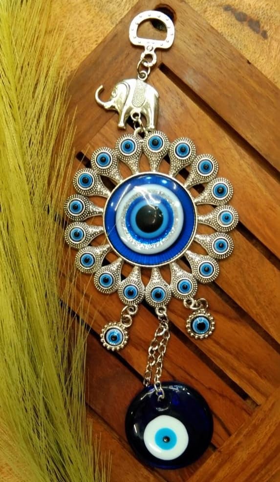 DT DECTONE Blue Evil Eye Round Design Pendant Decoration | Lucky Hanging Ornament Amulet for Car | Nazar Battu - Image 3