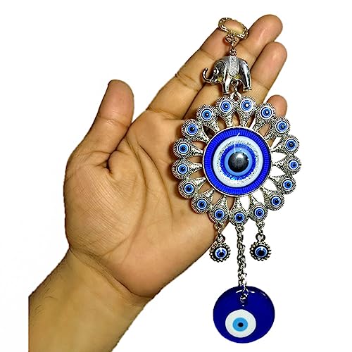 DT DECTONE Blue Evil Eye Round Design Pendant Decoration | Lucky Hanging Ornament Amulet for Car | Nazar Battu - Image 1