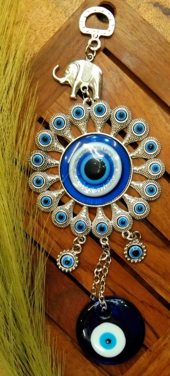 DT DECTONE Blue Evil Eye Round Design Pendant Decoration | Lucky Hanging Ornament Amulet for Car | Nazar Battu - Image 4