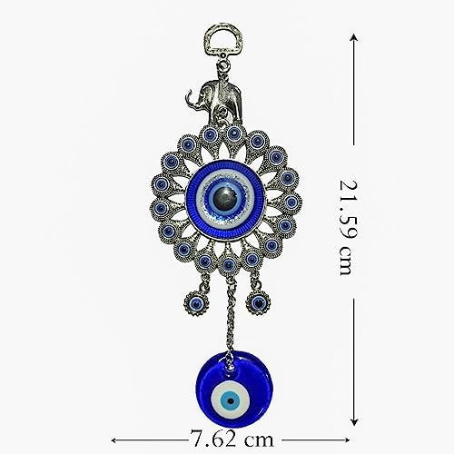 DT DECTONE Blue Evil Eye Round Design Pendant Decoration | Lucky Hanging Ornament Amulet for Car | Nazar Battu - Image 2