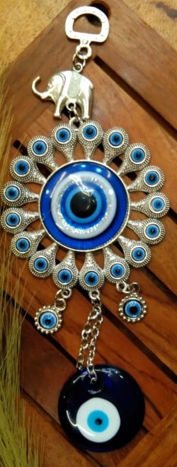 DT DECTONE Blue Evil Eye Round Design Pendant Decoration | Lucky Hanging Ornament Amulet for Car | Nazar Battu - Image 5