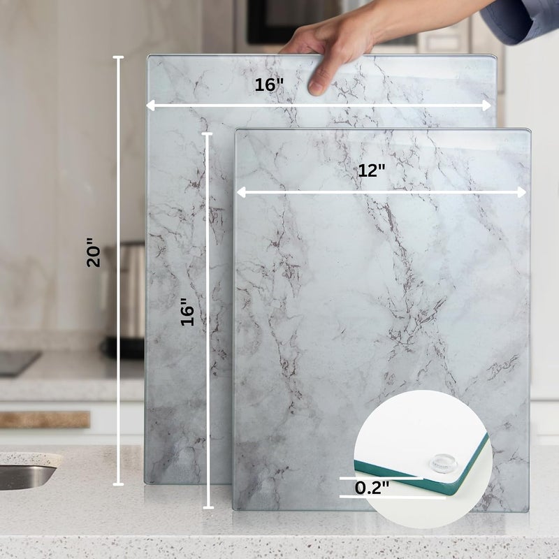 Kitchenville لوح تقطيع زجاجي من كيتشينفيل 40×30 سم: شفاف، متين، صحي لحماية سطح العمل - مقاوم للخدش، مقاوم للحرارة، سهل التنظيف - Image 4