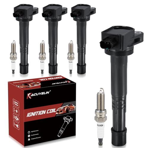 KacuYelin UF602 Ignition Coil Pack & Iridium Spark Plugs Compatible with Honda Accord Civic CRV Crosstour Acura ILX 2.4L L4 2008-2015 UF602 Coil Pack Sets of 4 Replaces #C1662 5C1719 E1102 LKR7BGPS - Image 1