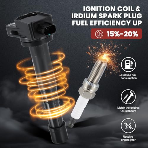 KacuYelin UF602 Ignition Coil Pack & Iridium Spark Plugs Compatible with Honda Accord Civic CRV Crosstour Acura ILX 2.4L L4 2008-2015 UF602 Coil Pack Sets of 4 Replaces #C1662 5C1719 E1102 LKR7BGPS - Image 5