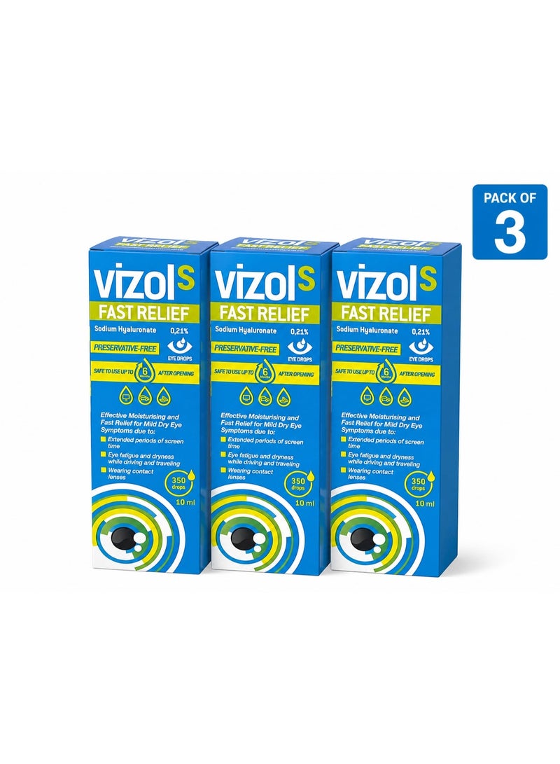 VIZOL S 0.21% EYE DROPS 10ML (PACK OF 3) - Image 1