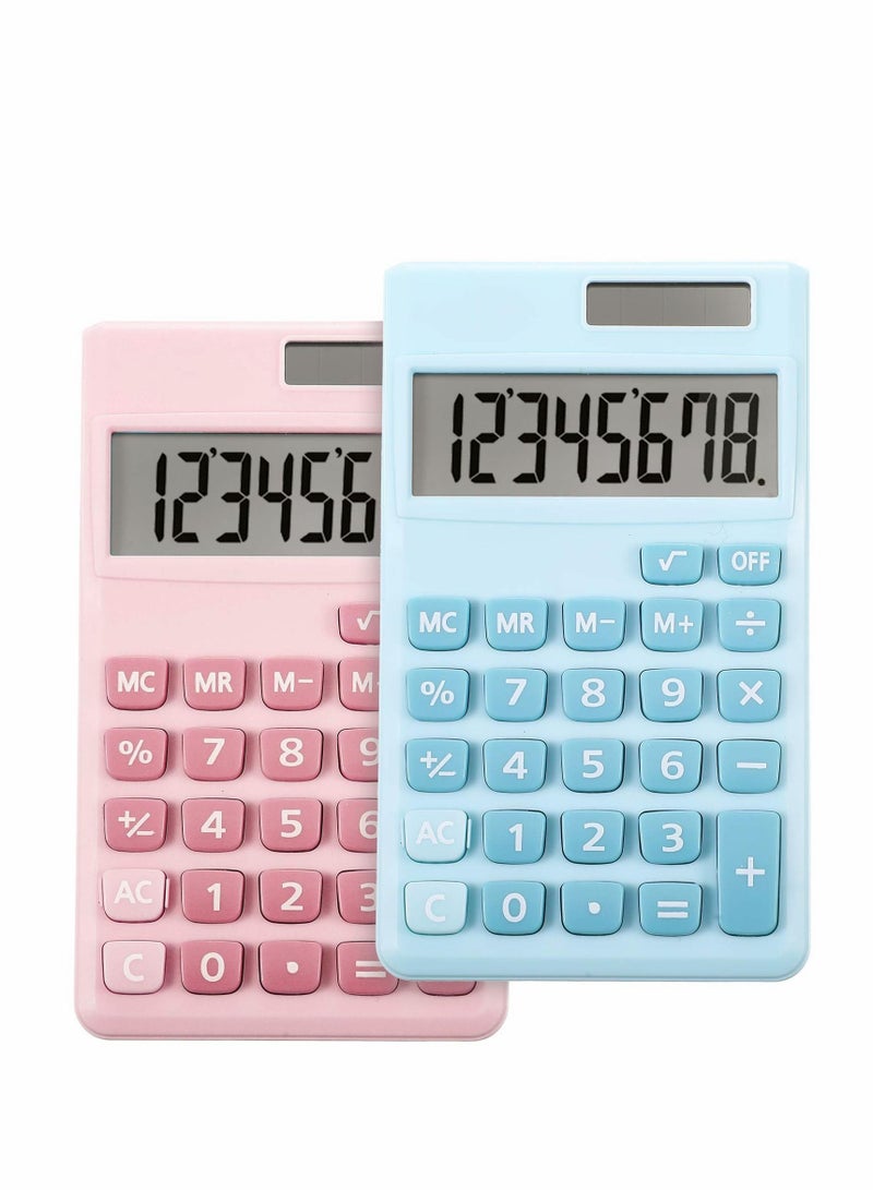 Y&D Digital Calculators, 2 PcsSchool Office Basic Mini Desktop Standard Calculators with 8-Digit LCD Display, Battery Solar Power Smart Calculator for Home School - Image 1