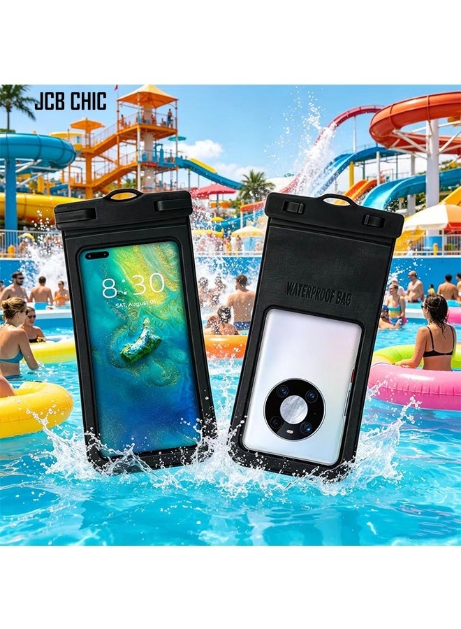 JCB CHIC IPX8 Waterproof Phone Pouch，Universal Waterproof Phone Case with Lanyard, Floating Dry Bag with Clear Window，Touch-Sensitive Waterproof Phone Holder for Water Activities - Image 1