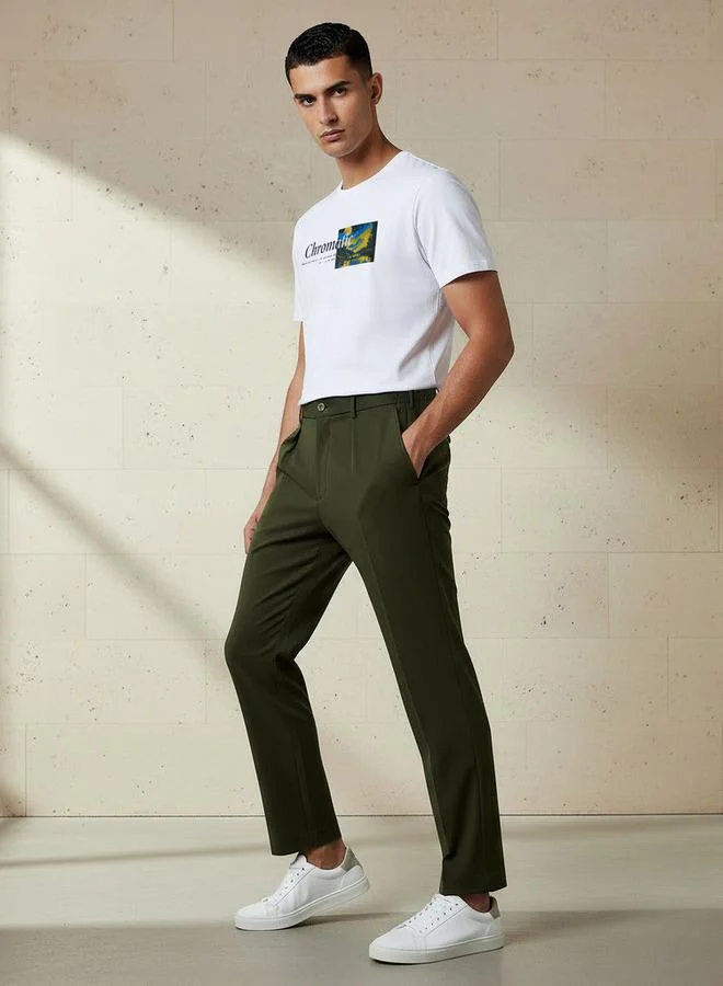 ايكونيك Iconic Men Regular Fit Pleated Trousers