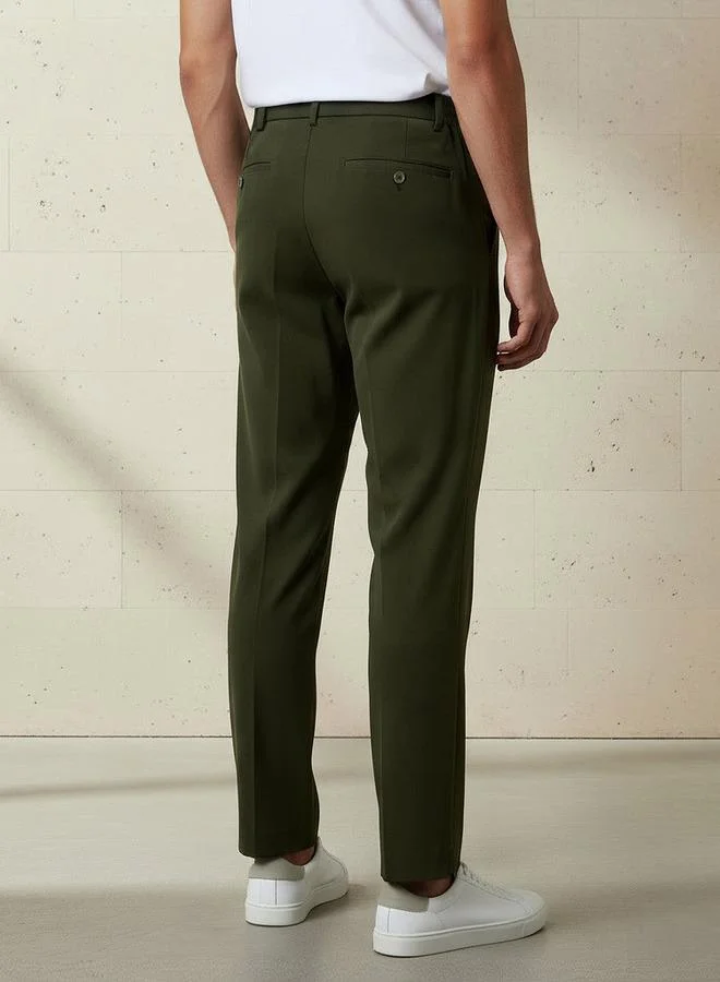 Iconic GREEN Iconic Men Regular Fit Pleated Trousers for Men | Best Price UAE