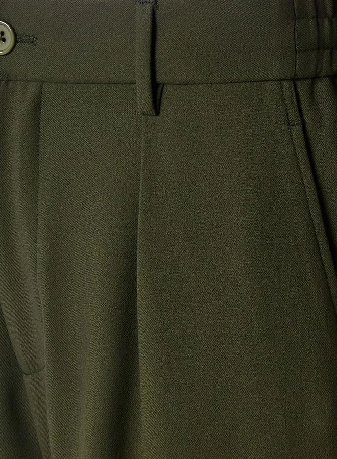Iconic GREEN Iconic Men Regular Fit Pleated Trousers for Men | Best Price UAE