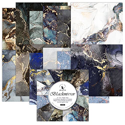 iKammo Marbled Scrapbook Paper Pad Color Marble Patterned Paper 6624 Sheets SingleSided Scrapbooking CardStock Papers Pad for Holiday Cardmaking DIY Origami Journaling - Image 1