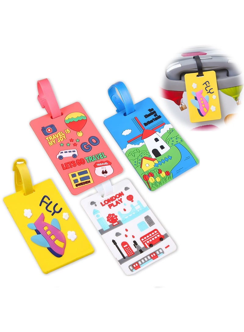 SOLARAE Luggage Tag, 4 Piece Suitcase Luggage Tags Handbag Travel Bag School Bag Handbag Instrument Tag Name Address Tag with Information Card Stock and Hanging Buckle - Image 5